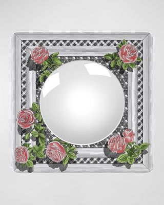 Square Frame With Convex Mirror - Musciarabia With Rose Color