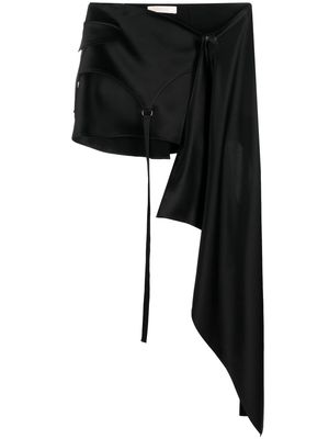Ssheena Asymmetric draped-detail skirt - Black