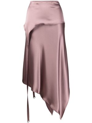 Ssheena asymmetric satin-finish midi skirt - Purple