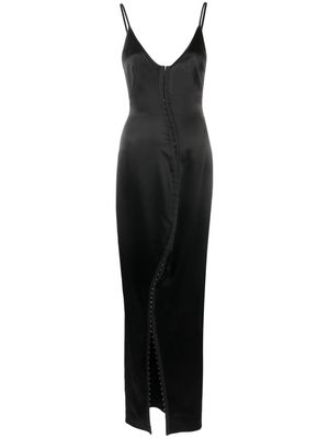 Ssheena backless front-slit long dress - Black