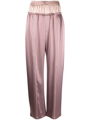 Ssheena doublewaistband satin-finish trousers - Purple