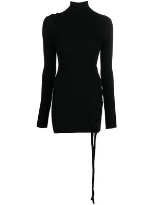 Ssheena high-neck drawstring-hem dress - Black