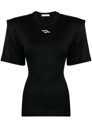 Ssheena logo-embroidered cotton T-shirt - Black