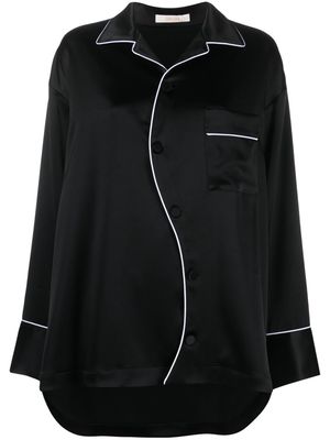 Ssheena long-sleeve satin-finish shirt - Black