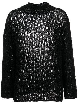 Ssheena open-knit high-neck jumper - Black