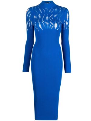 Ssheena ribbed-knit cut-out midi dress - Blue