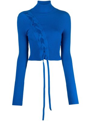 Ssheena tie-fastening ribbed-knit jumper - Blue