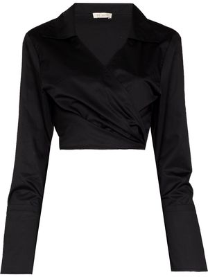 St. Agni cropped wrap blouse - Black