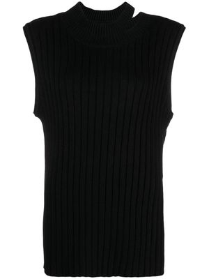 St. Agni cut-out ribbed-knit sleeveless top - Black