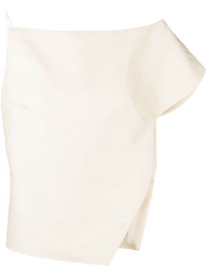 St. Agni one-shoulder asymmetric cotton-silk top - Neutrals