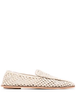St. Agni woven-design square-toe loafers - Neutrals