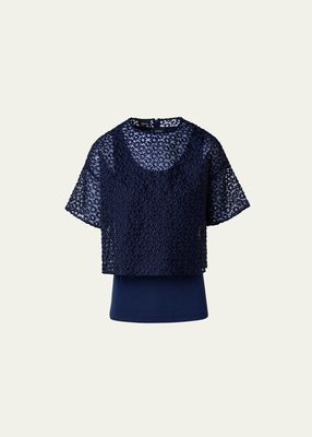 St. Gallen Embroidered Organza Cropped Blouse