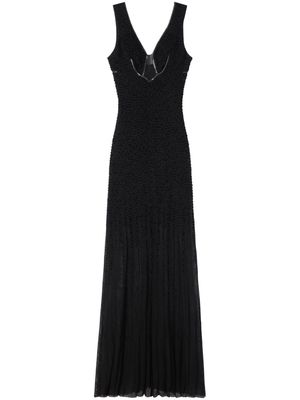 St. John chain link-detail V-neck dress - Black