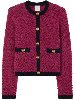 St. John chevron-knit bouclé jacket - Pink