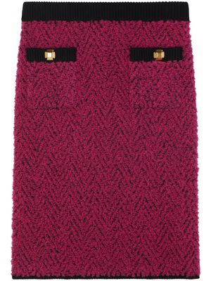 St. John chevron-knit bouclé skirt - Pink