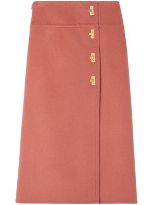 St. John clasp-fastening wool-cashmere skirt - Pink