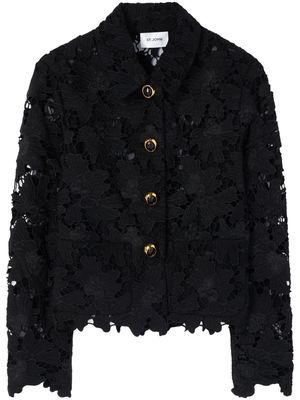 St. John classic-collar guipure-lace jacket - Black