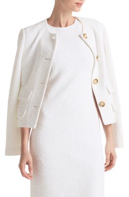 St. John Collection Bouclé Knit Jacket in Optic White