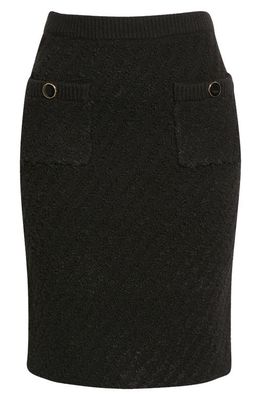 St. John Collection Bouclé Twill Knit Skirt in Black