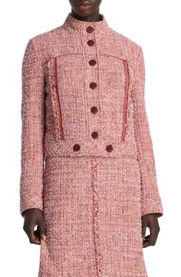 St. John Collection Boxy Tweed Crop Jacket in Petal Pink/Cranberry Multi