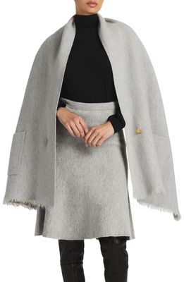 St. John Collection Brushed Fringe Wool & Mohair Blend Wrap in Light Heather Gray