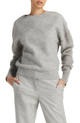 St. John Collection Brushed Wool & Mohair Blend Sweater in Light Heather Gray