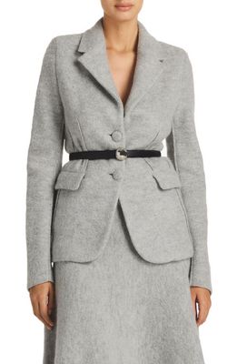 St. John Collection Brushed Wool Blend Belted Jacket in Light Heather Gray