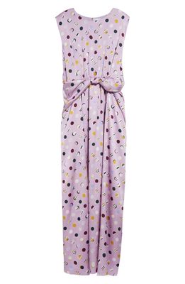 St. John Collection Collage Dots Sleeveless Maxi Dress in Amethyst Multi