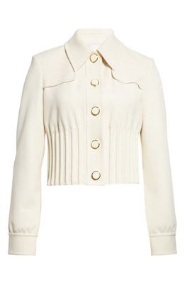 St. John Collection Corded Rib Stretch Crepe Crop Jacket in Ecru