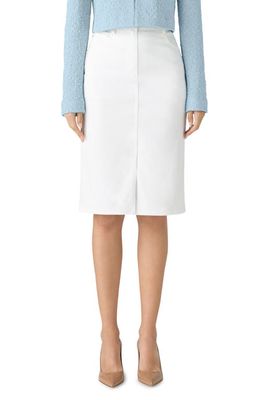 St. John Collection Cotton Blend Stretch Twill Straight Skirt in White