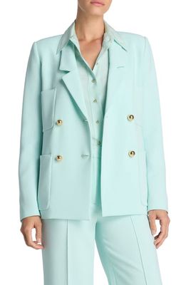 St. John Collection Double Breasted Italian Stretch Cady Blazer in Mint