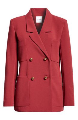 St. John Collection Double Breasted Stretch Cady Blazer in Raspberry