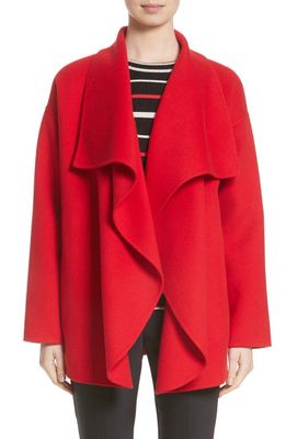 St. John Collection Double Face Wool Blend Drape Coat in Tikka Red