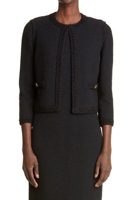 St. John Collection Embroidered Boucle Knit Jacket in Black