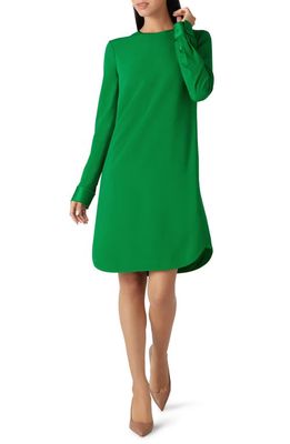 St. John Collection Long Sleeve Satin Dress in Green