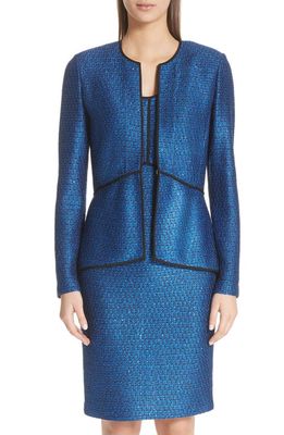 St. John Collection Luster Sequin Knit Jacket in Cobalt Multi