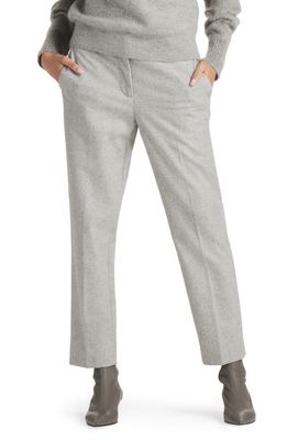 St. John Collection Melange Stretch Wool Flannel Pants in Light Heather Gray