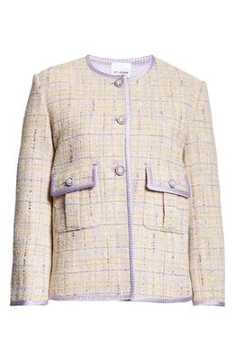 St. John Collection Metallic Slub Tweed Jacket in Amethyst/Dusty Lavender Multi