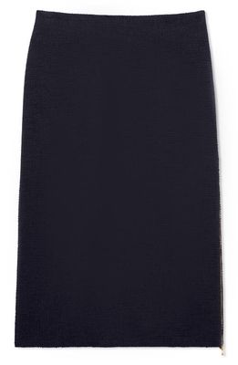 St. John Collection Mouliné Tweed Knit Pencil Skirt in Dark Navy