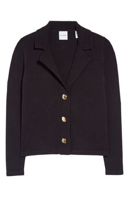 St. John Collection Notched Lapel Sweater Knit Jacket in Black