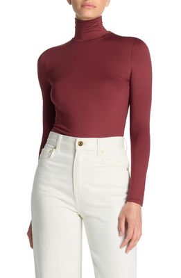 St. John Collection Nuda Jersey Turtleneck Top in Cranberry