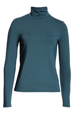 St. John Collection Nuda Jersey Turtleneck Top in Spruce