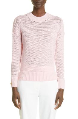 St. John Collection Open Knit Wool Sweater in Pink
