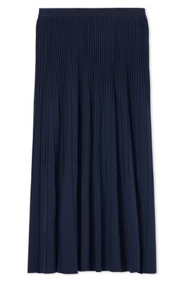 St. John Collection Pleated Knit Midi Skirt in Navy