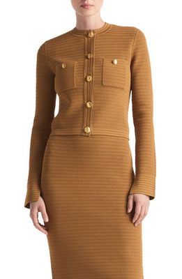 St. John Collection Racking Stitch Knit Jacket in Caramel