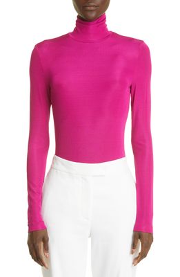 St. John Collection Rib Jersey Turtleneck Top in Orchid