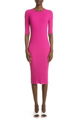 St. John Collection Ribbed Jersey Midi Sweater Dress in Orchid