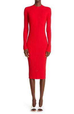 St. John Collection Ribbed Jersey Midi Sweater Dress in Red