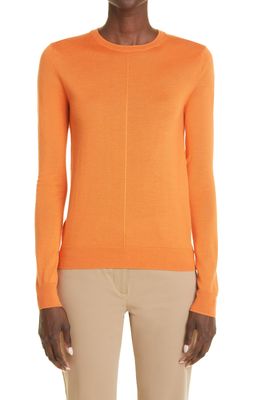St. John Collection Seam Detail Wool & Silk Jersey Sweater in Orange