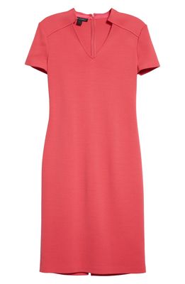 St. John Collection Short Sleeve Milano Knit Shift Dress in Cerise